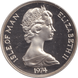 1974 ONE CROWN ISLE OF MAN WINSTON CHURCHILL CENTENARY - SILVER WORLD COINS - Cambridgeshire Coins