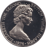 1974 PROOF TWENTY FIVE CENTS BRITISH VIRGIN ISLANDS 2 - WORLD COINS - Cambridgeshire Coins