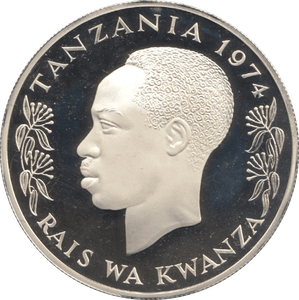 1974 REPUBLIC OF TANZANIA BLACK RHINO SILVER PROOF COIN 50 SHILLINGS .925 - SILVER WORLD COINS - Cambridgeshire Coins