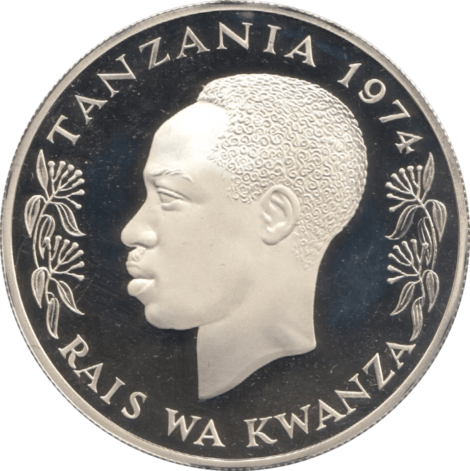 1974 REPUBLIC OF TANZANIA BLACK RHINO SILVER PROOF COIN 50 SHILLINGS .925 - SILVER WORLD COINS - Cambridgeshire Coins