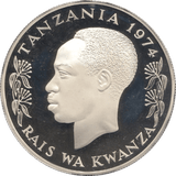 1974 REPUBLIC OF TANZANIA BLACK RHINO SILVER PROOF COIN 50 SHILLINGS .925 - SILVER WORLD COINS - Cambridgeshire Coins