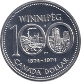 1974 SILVER DOLLAR WINNIPEG CANADA - SILVER WORLD COINS - Cambridgeshire Coins