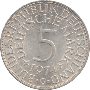 1974 SILVER GERMANY 5 MARKS - WORLD COINS - Cambridgeshire Coins