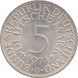1974 SILVER GERMANY 5 MARKS - WORLD COINS - Cambridgeshire Coins