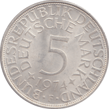 1974 SILVER GERMANY 5 MARKS - WORLD COINS - Cambridgeshire Coins