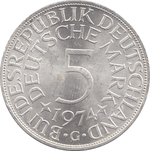 1974 SILVER GERMANY 5 MARKS - WORLD COINS - Cambridgeshire Coins