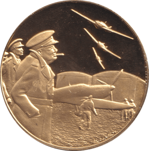 1974 SILVER GOLD PLATED WINSTON CHURCHILL BATTLE OF BRITAIN MEDALLION - SILVER WORLD COINS - Cambridgeshire Coins