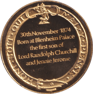 1974 SILVER GOLD PLATED WINSTON CHURCHILL BIRTH MEDALLION - SILVER WORLD COINS - Cambridgeshire Coins