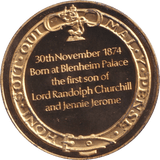 1974 SILVER GOLD PLATED WINSTON CHURCHILL BIRTH MEDALLION - SILVER WORLD COINS - Cambridgeshire Coins