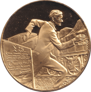 1974 SILVER GOLD PLATED WINSTON CHURCHILL BOER WAR MEDALLION - SILVER WORLD COINS - Cambridgeshire Coins