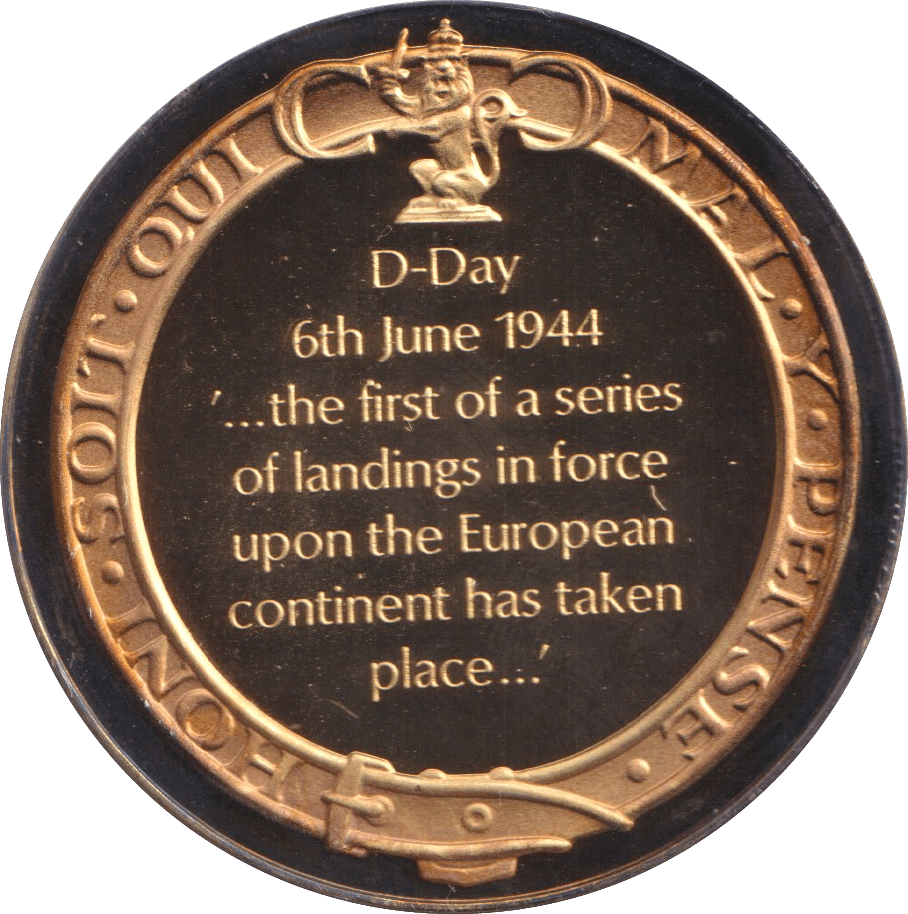 1974 SILVER GOLD PLATED WINSTON CHURCHILL D-DAY MEDALLION - SILVER WORLD COINS - Cambridgeshire Coins