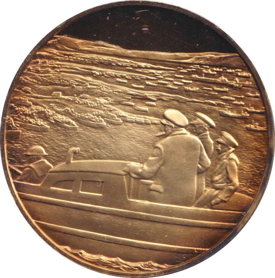 1974 SILVER GOLD PLATED WINSTON CHURCHILL D-DAY MEDALLION - SILVER WORLD COINS - Cambridgeshire Coins