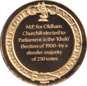 1974 SILVER GOLD PLATED WINSTON CHURCHILL ELECTION MEDALLION - SILVER WORLD COINS - Cambridgeshire Coins