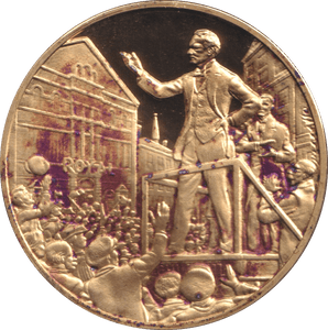 1974 SILVER GOLD PLATED WINSTON CHURCHILL ELECTION MEDALLION - SILVER WORLD COINS - Cambridgeshire Coins