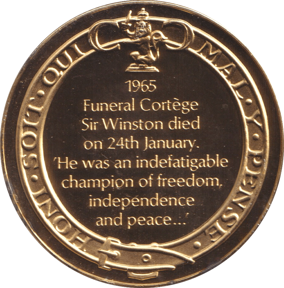 1974 SILVER GOLD PLATED WINSTON CHURCHILL FUNERAL MEDALLION - SILVER WORLD COINS - Cambridgeshire Coins