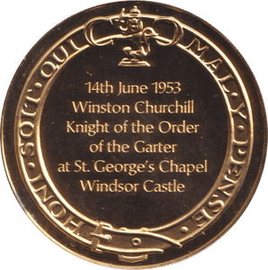 1974 SILVER GOLD PLATED WINSTON CHURCHILL KNIGHT OF ORDER MEDALLION - SILVER WORLD COINS - Cambridgeshire Coins