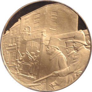 1974 SILVER GOLD PLATED WINSTON CHURCHILL SIDNEY STREET SIEGE MEDALLION - SILVER WORLD COINS - Cambridgeshire Coins