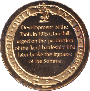 1974 SILVER GOLD PLATED WINSTON CHURCHILL TANK DEVELOPMENT MEDALLION - SILVER WORLD COINS - Cambridgeshire Coins