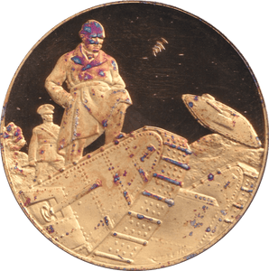 1974 SILVER GOLD PLATED WINSTON CHURCHILL TANK DEVELOPMENT MEDALLION - SILVER WORLD COINS - Cambridgeshire Coins