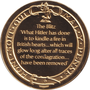 1974 SILVER GOLD PLATED WINSTON CHURCHILL THE BLITZ MEDALLION - SILVER WORLD COINS - Cambridgeshire Coins