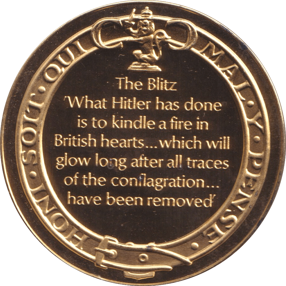 1974 SILVER GOLD PLATED WINSTON CHURCHILL THE BLITZ MEDALLION - SILVER WORLD COINS - Cambridgeshire Coins