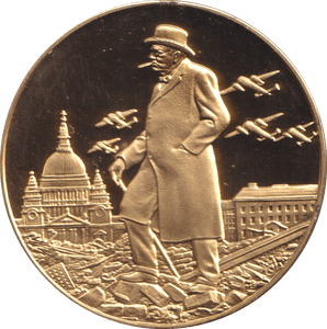 1974 SILVER GOLD PLATED WINSTON CHURCHILL THE BLITZ MEDALLION - SILVER WORLD COINS - Cambridgeshire Coins