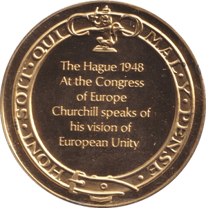 1974 SILVER GOLD PLATED WINSTON CHURCHILL THE HAGUE MEDALLION - SILVER WORLD COINS - Cambridgeshire Coins
