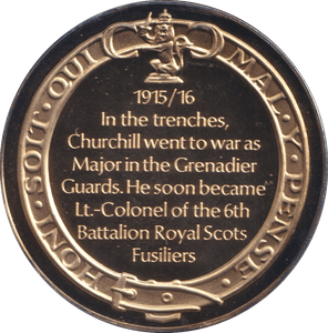 1974 SILVER GOLD PLATED WINSTON CHURCHILL TRENCHES MEDALLION - SILVER WORLD COINS - Cambridgeshire Coins