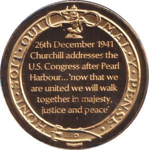 1974 SILVER GOLD PLATED WINSTON CHURCHILL U.S. CONGRESS MEDALLION - SILVER WORLD COINS - Cambridgeshire Coins