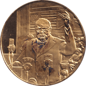 1974 SILVER GOLD PLATED WINSTON CHURCHILL U.S. CONGRESS MEDALLION - SILVER WORLD COINS - Cambridgeshire Coins