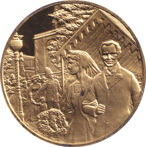 1974 SILVER GOLD PLATED WINSTON CHURCHILL WEDDING MEDALLION - SILVER WORLD COINS - Cambridgeshire Coins