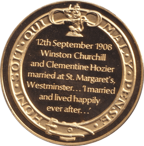 1974 SILVER GOLD PLATED WINSTON CHURCHILL WEDDING MEDALLION - SILVER WORLD COINS - Cambridgeshire Coins