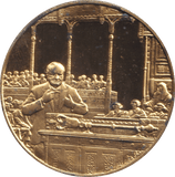 1974 SILVER GOLD PLATED WINSTON CHURCHILL WWII MEDALLION - SILVER WORLD COINS - Cambridgeshire Coins