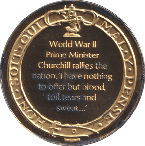 1974 SILVER GOLD PLATED WINSTON CHURCHILL WWII MEDALLION - SILVER WORLD COINS - Cambridgeshire Coins