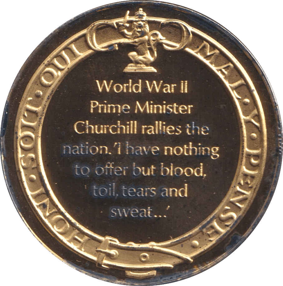 1974 SILVER GOLD PLATED WINSTON CHURCHILL WWII MEDALLION - SILVER WORLD COINS - Cambridgeshire Coins