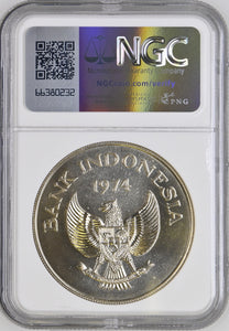 1974 SILVER INDONESIA 5000 RUPIAH CONSERVATION ORANGUTAN ( NGC ) MS67 - NGC SILVER COINS - Cambridgeshire Coins
