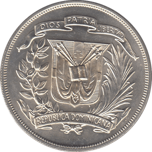1974 SILVER ONE PESO DOMINICAN REPUBLIC - SILVER WORLD COINS - Cambridgeshire Coins