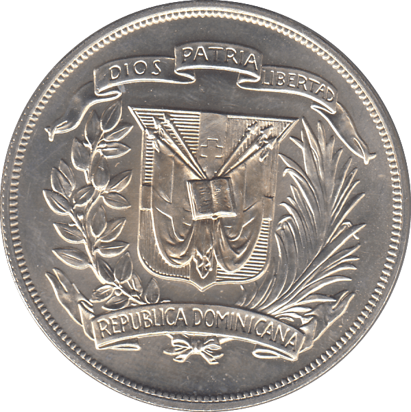 1974 SILVER ONE PESO DOMINICAN REPUBLIC - SILVER WORLD COINS - Cambridgeshire Coins