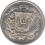 1974 SILVER ONE PESO DOMINICAN REPUBLIC - SILVER WORLD COINS - Cambridgeshire Coins