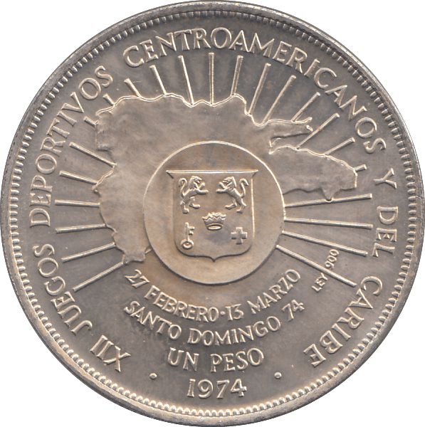 1974 SILVER ONE PESO DOMINICAN REPUBLIC - SILVER WORLD COINS - Cambridgeshire Coins