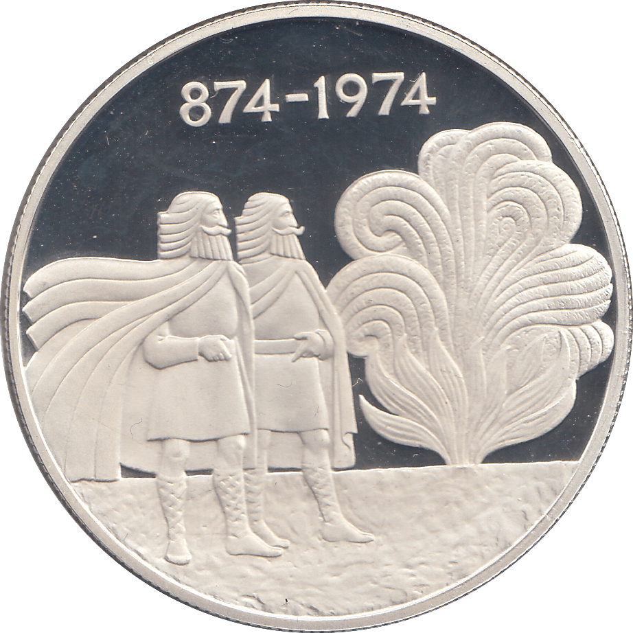 1974 SILVER PROOF 1000 KRONUR 1100TH ANNIVERSARY OF 1ST SETTLEMENT ICELAND - SILVER WORLD COINS - Cambridgeshire Coins