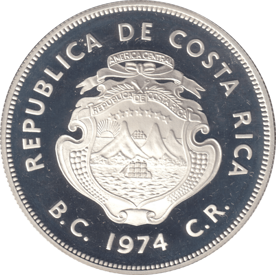1974 SILVER PROOF 50 COLONES COSTA RICA - SILVER WORLD COINS - Cambridgeshire Coins