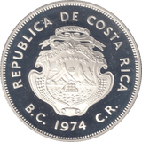 1974 SILVER PROOF 50 COLONES COSTA RICA - SILVER WORLD COINS - Cambridgeshire Coins