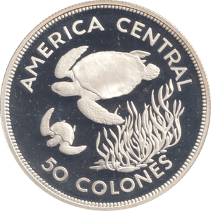 1974 SILVER PROOF 50 COLONES COSTA RICA - SILVER WORLD COINS - Cambridgeshire Coins
