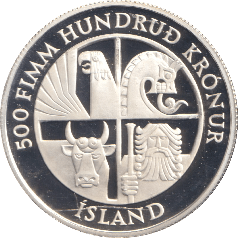1974 SILVER PROOF 500 KRONER ICELAND - SILVER WORLD COINS - Cambridgeshire Coins