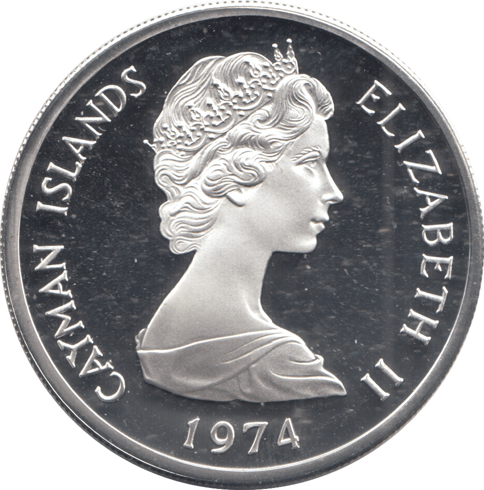 1974 SILVER PROOF CAYMAN ISLANDS FIVE DOLLARS - Silver Proof - Cambridgeshire Coins