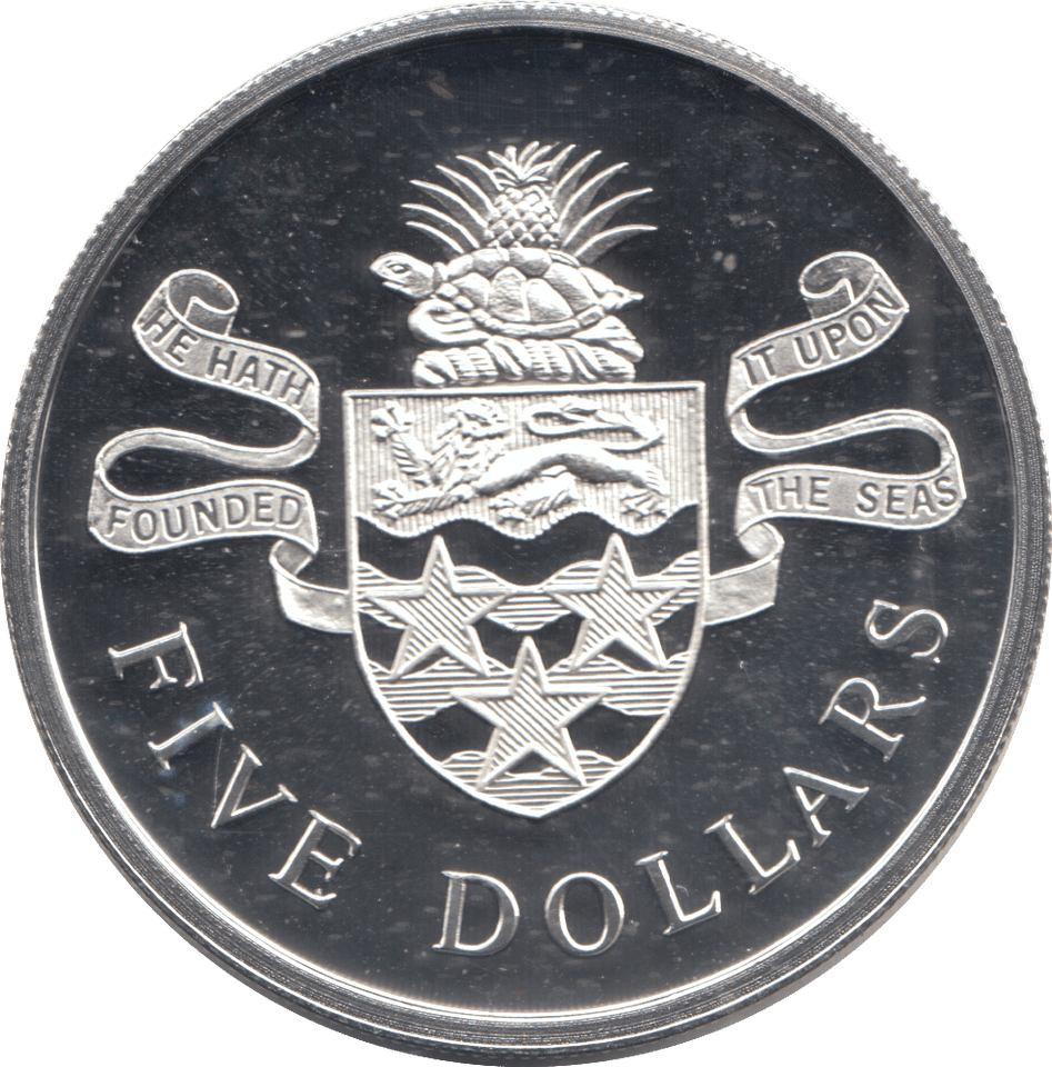 1974 SILVER PROOF CAYMAN ISLANDS FIVE DOLLARS - Silver Proof - Cambridgeshire Coins