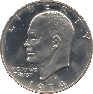 1974 SILVER PROOF EISENHOWER DOLLAR USA - SILVER WORLD COINS - Cambridgeshire Coins