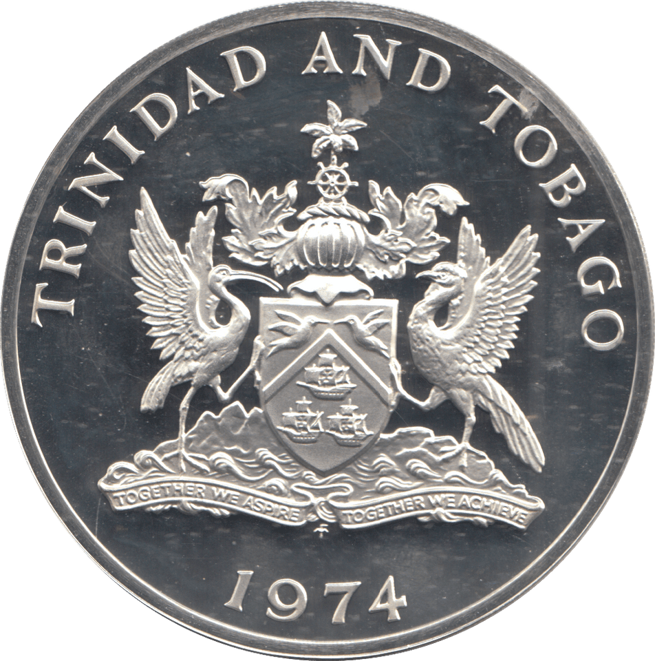 1974 SILVER PROOF TEN DOLLARS TRINIDAD AND TOBAGO - SILVER WORLD COINS - Cambridgeshire Coins