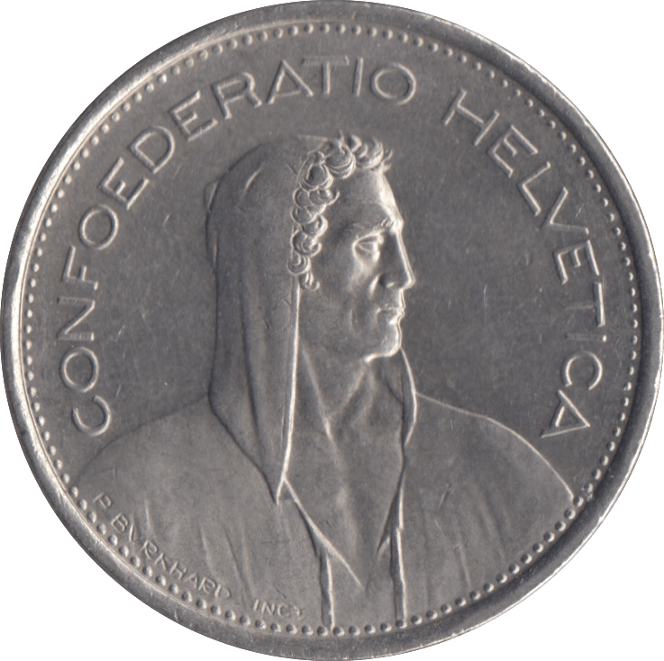 1974 SWITZERLAND FIVE FRANCS - WORLD COINS - Cambridgeshire Coins
